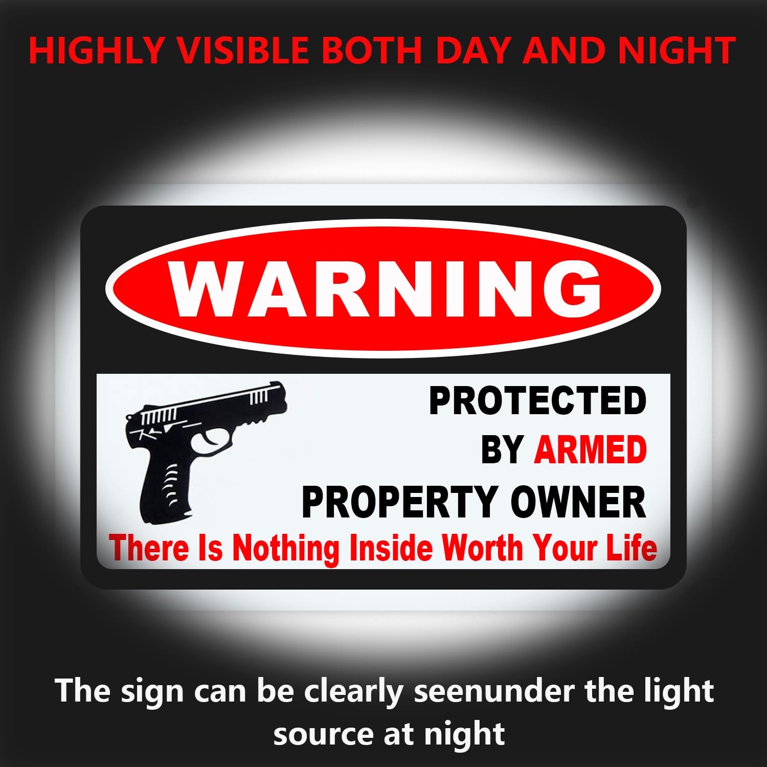 3Pack Gun Sign for Home Security 10×7 inch Warning Signs for Home Property Rust