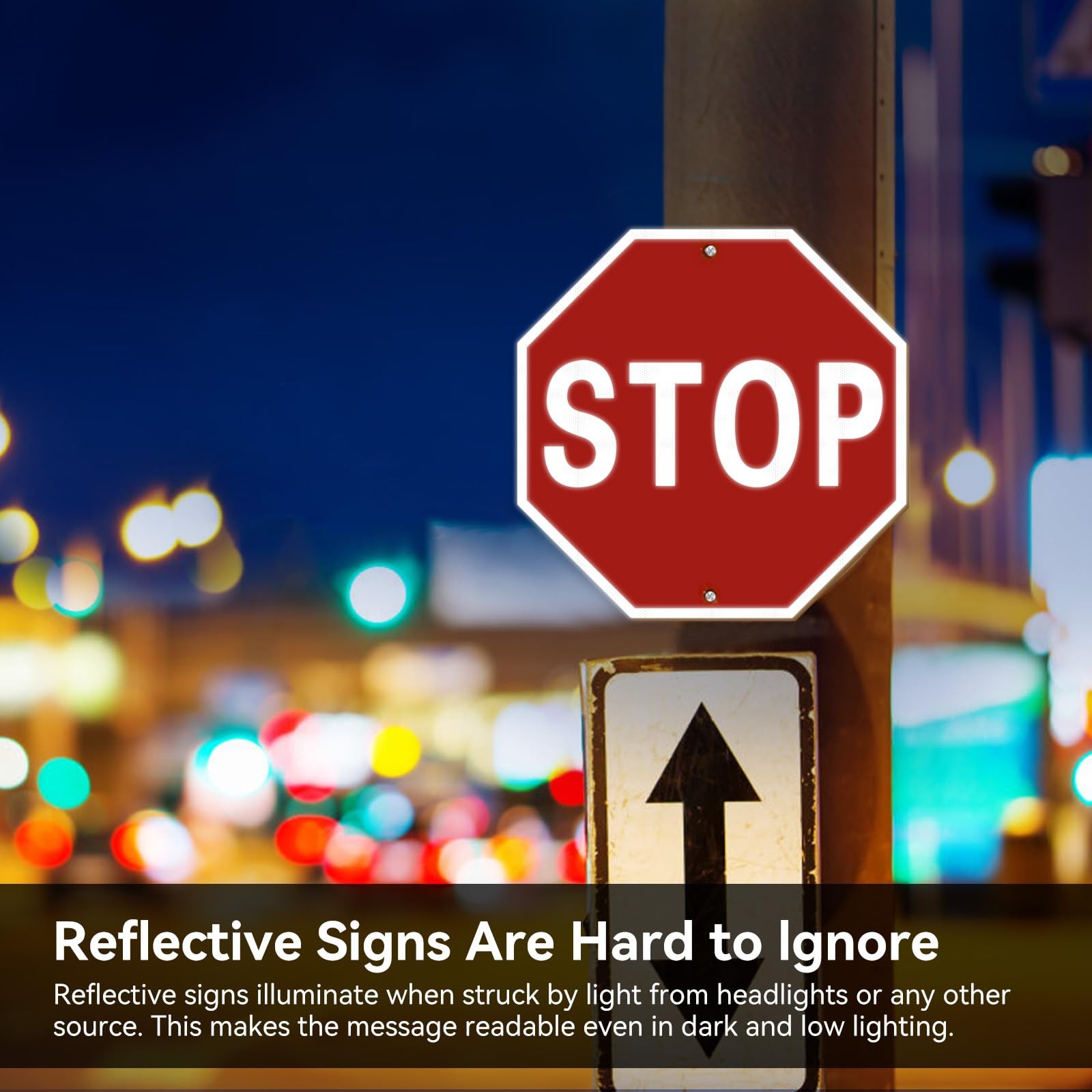 Stop sign, 12 x 12 inch octagonal high strength aluminum reflective panel, wa…