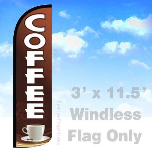 COFFEE Windless Swooper Flag Feather Banner Sign 3×11.5′ – q