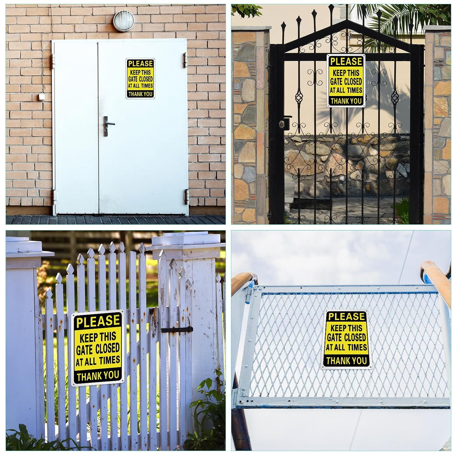 4 Pcs Please Keep This Gate Closed Sign 10×7 Weatherproof Metal Gate Closed Sign