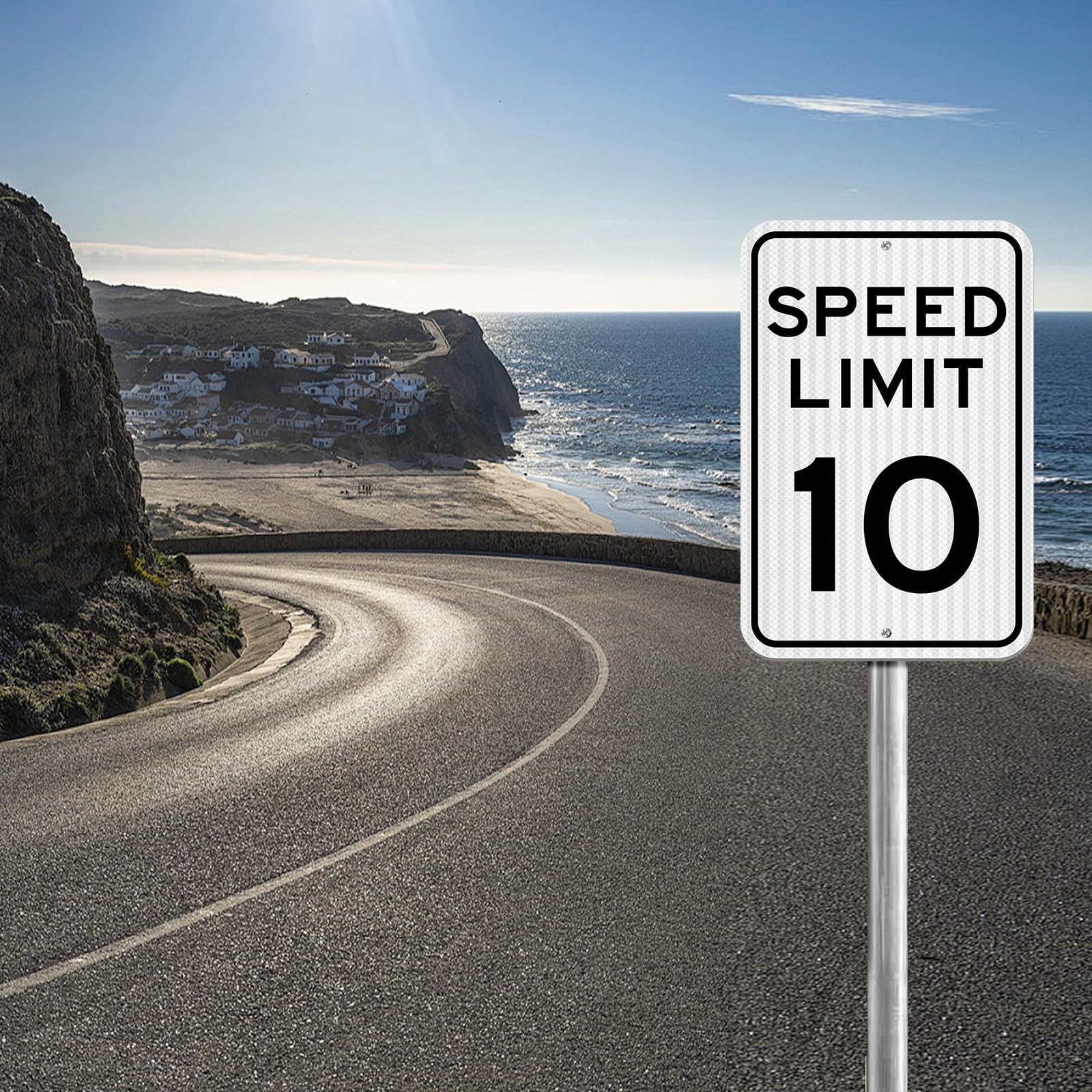 Speed ​​Limit Sign 10 MPH, Slow Down Traffic Sign, 12″ x 18″, Reflective 40Mi..