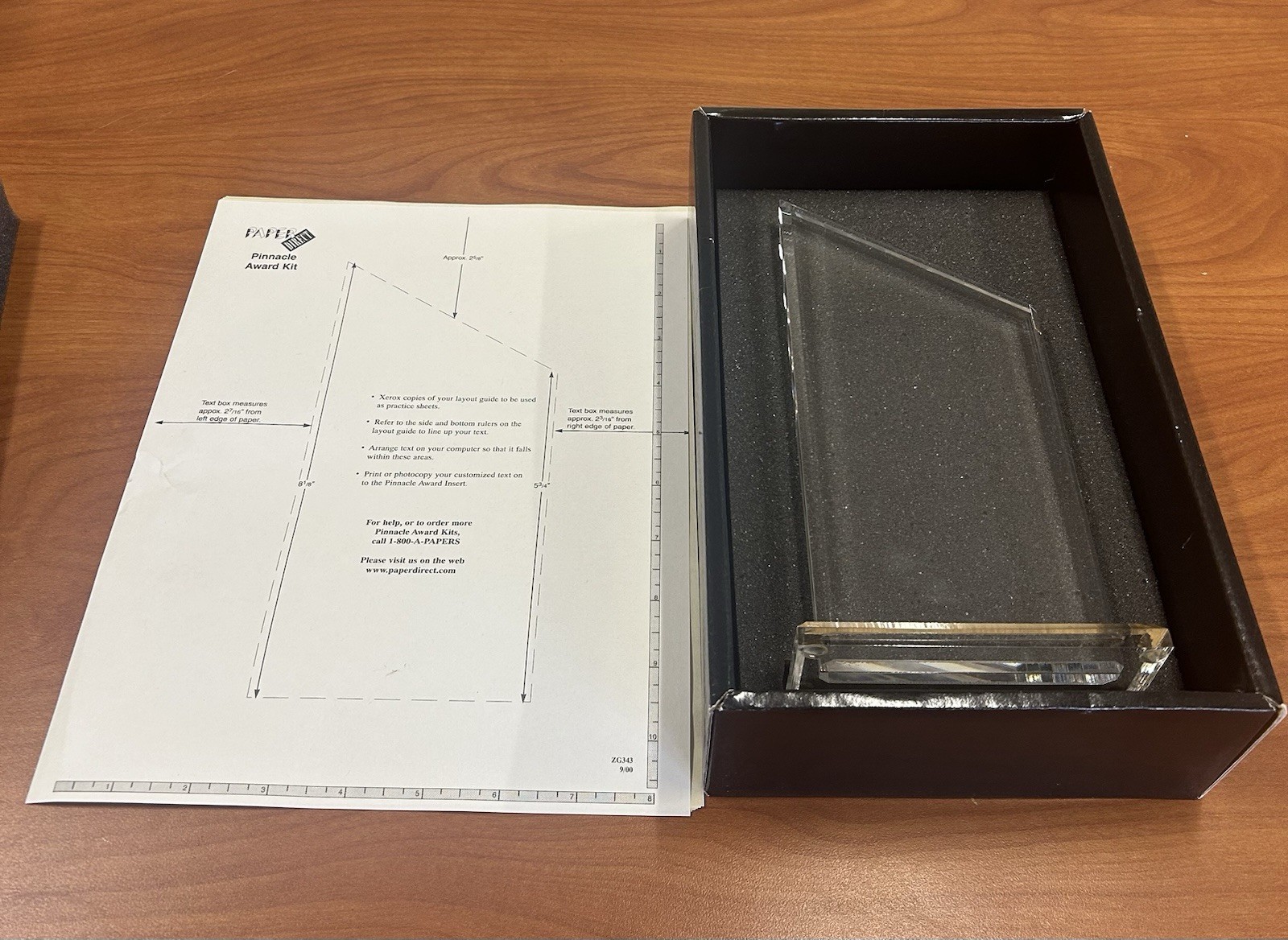 Pinnacle Award Kit slanted, beveled clear acrylic plaque Make Your Own Awards!