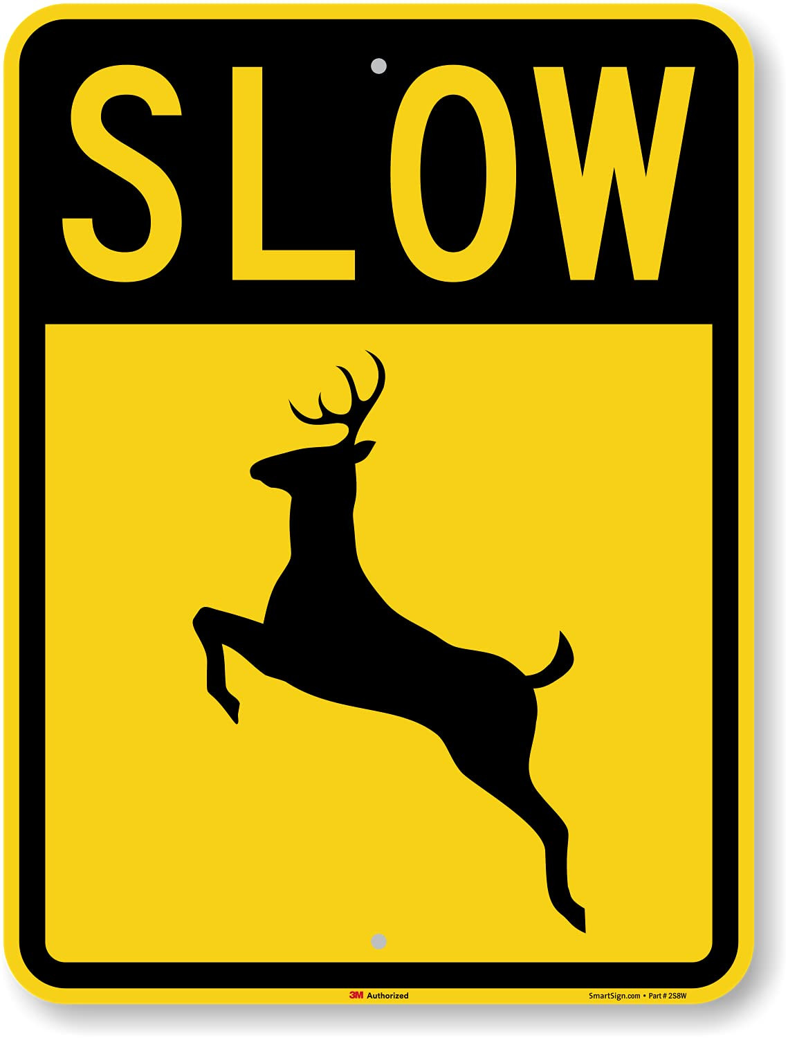Reflective 24×18″ “Slow” Deer Crossing Metal Sign – Durable Aluminum Safety Sign