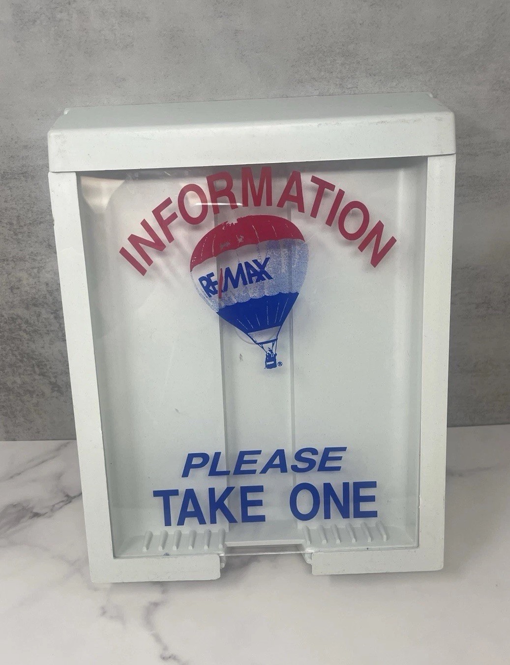 Real Estate Brochure Box Re/Max Flyer Holder Information Please Take One Plastic