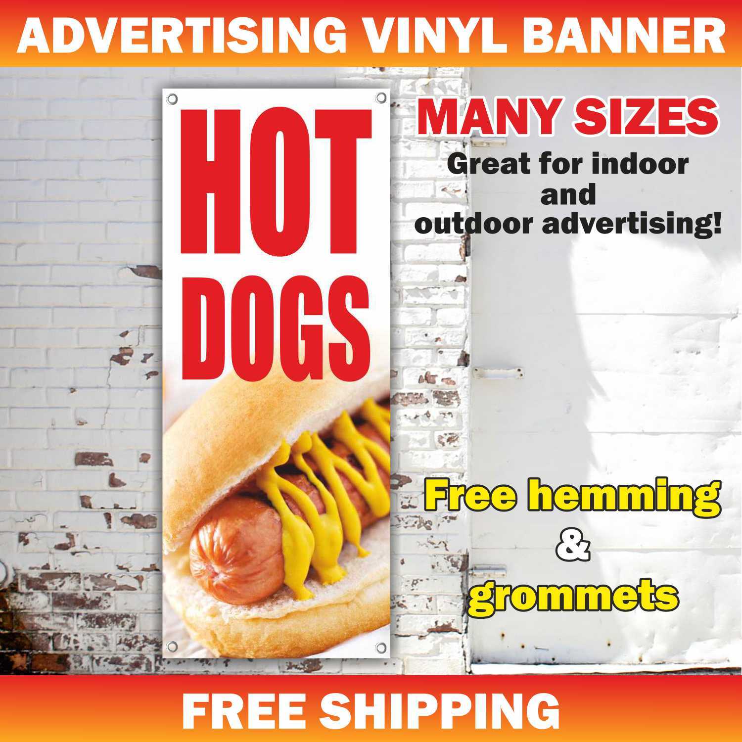 HOT DOGS Advertising Banner Vinyl Mesh Sign Street Food Sandwich Restaurant Bar