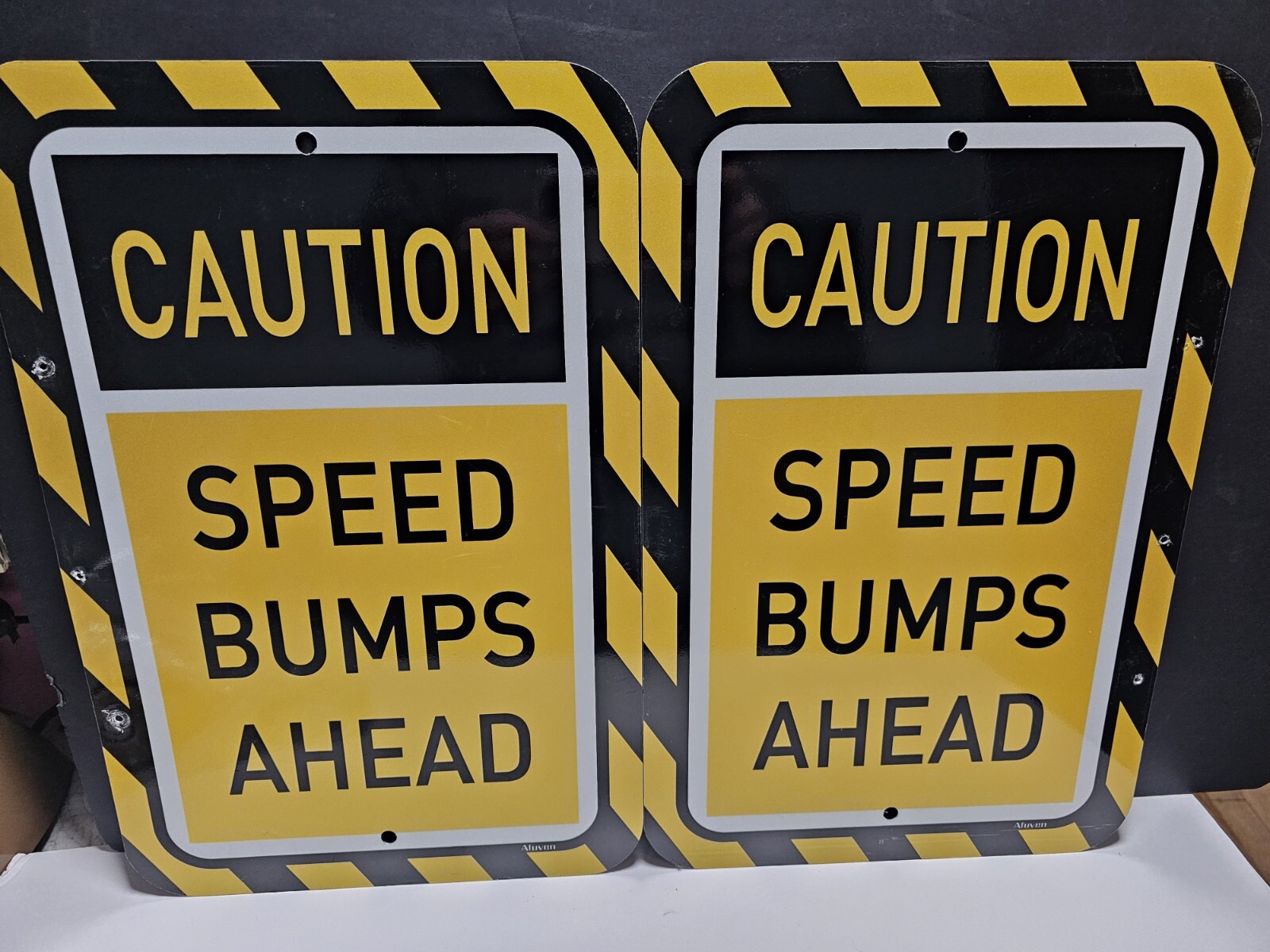 2-Pack New Large Speed Bumps Ahead Sign Slow Down Sign 18″x 12″ .040 Aluminum