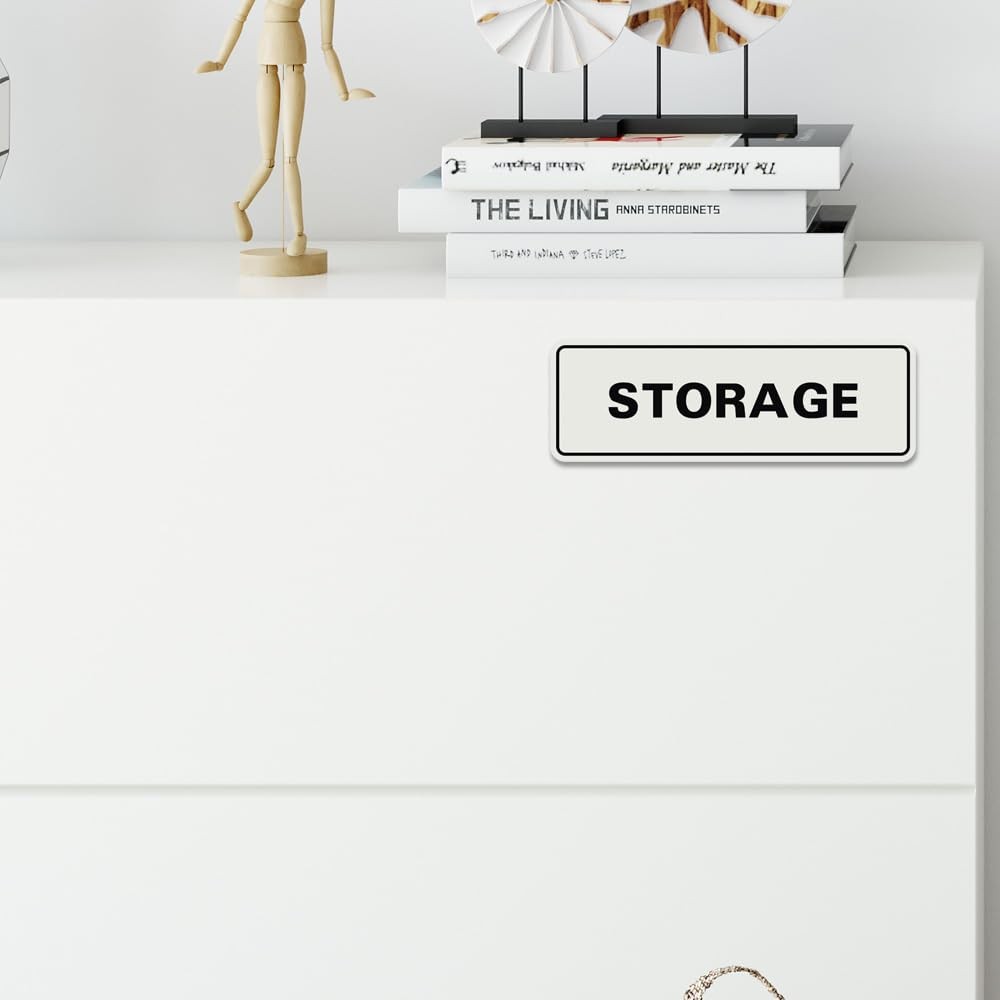 All Quality Standard Storage Door/Wall Sign – Ivory/Dark Brown – Medium 10 Pack