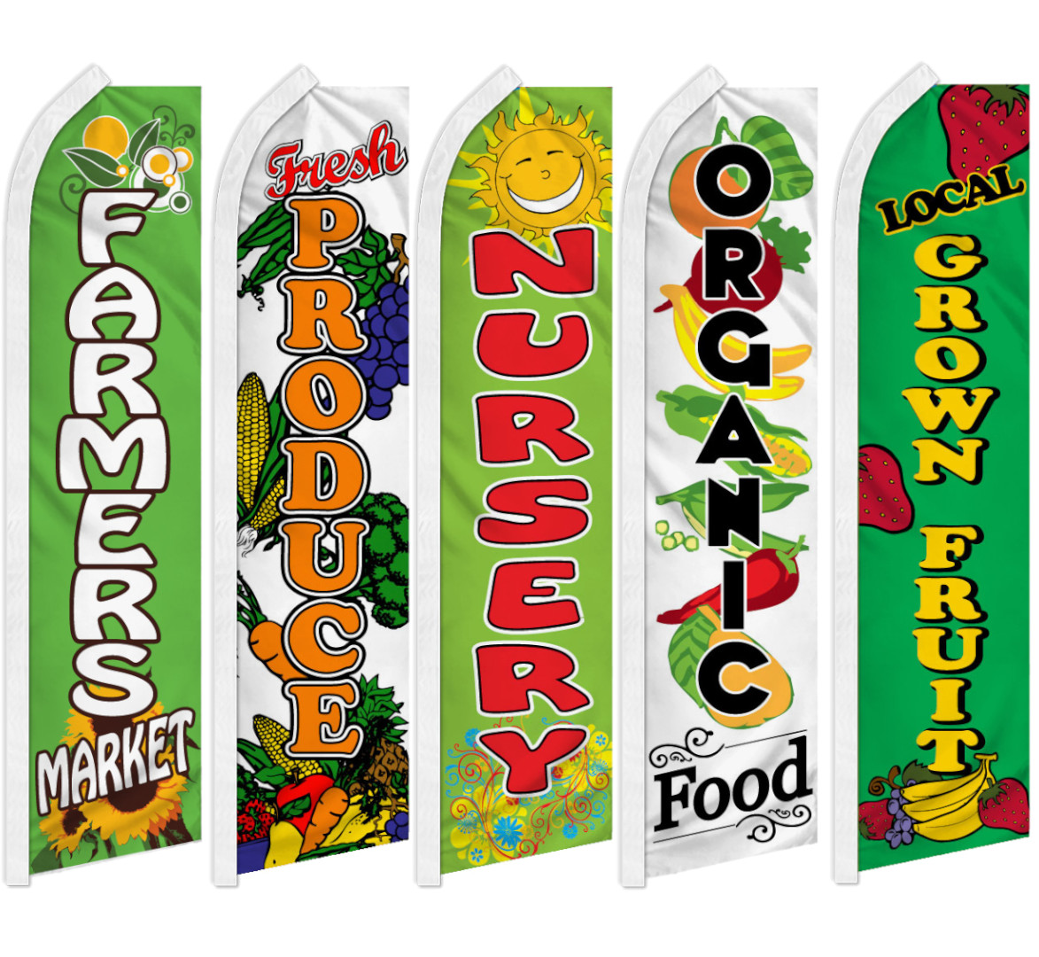 Fresh Produce Advertising Swooper Flutter Feather Flag Organic Local Grown