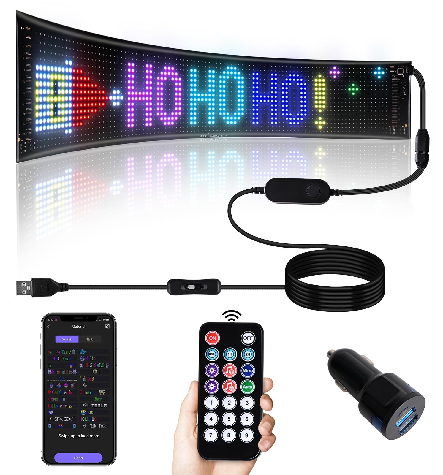 Bluetooth Programmable LED Car Window Sign 23×5