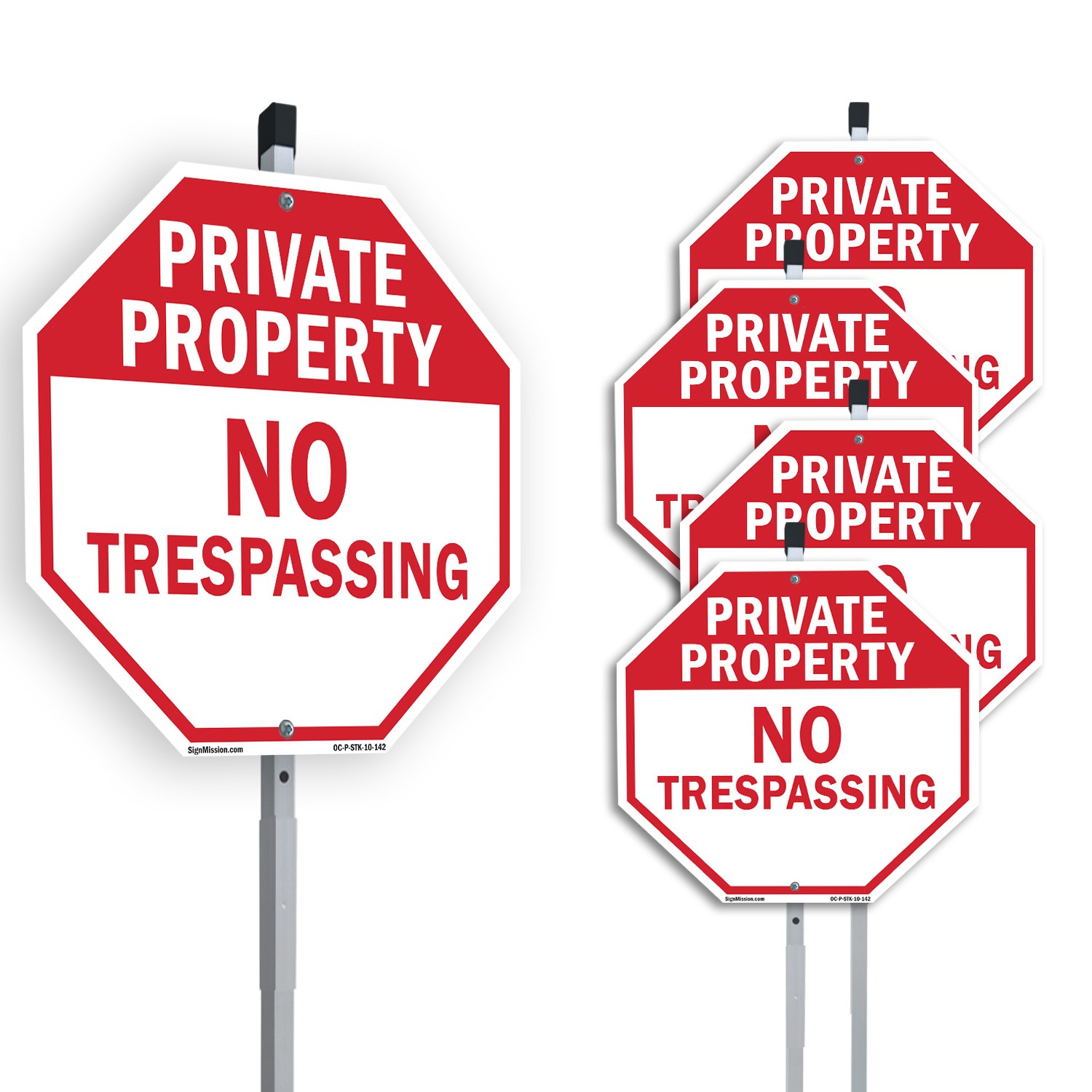Private Property No Trespassing Octagon Sign With Stake Weather Resistant