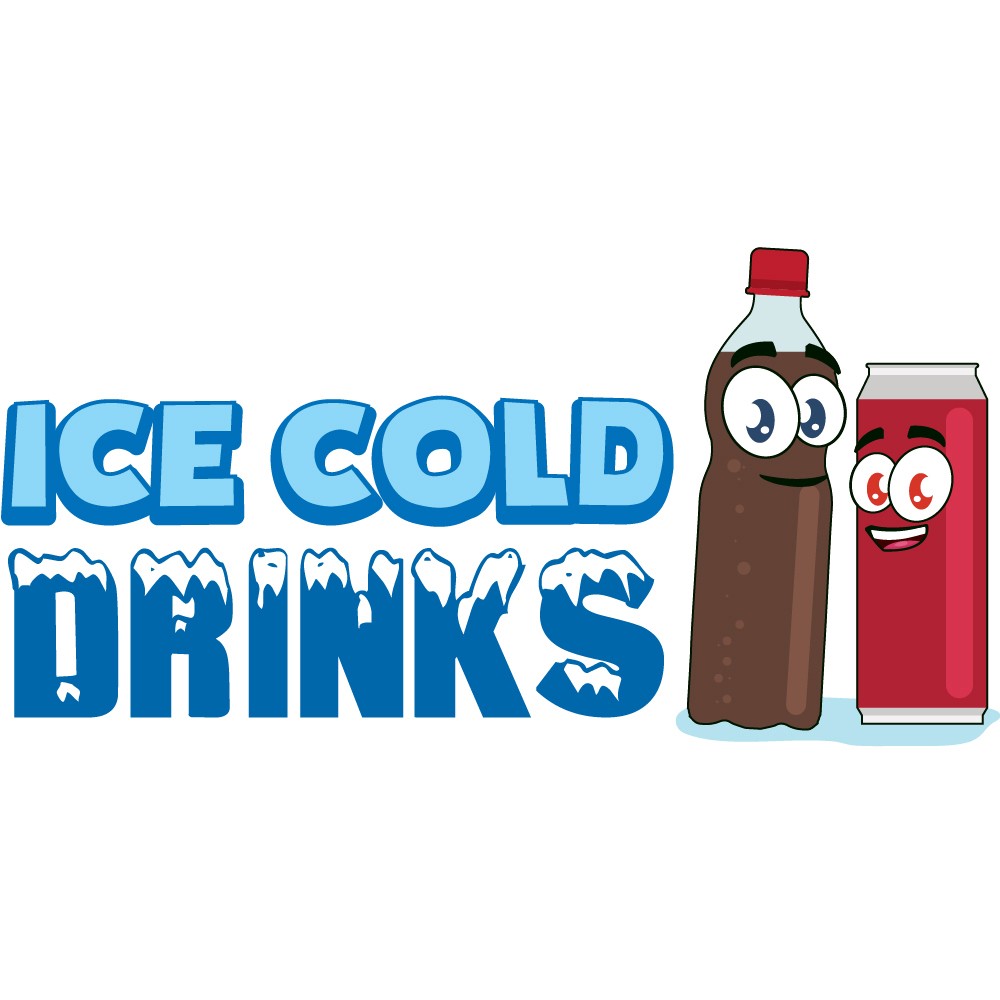 ICE COLD DRINKS 3 Concession Decal sign cart trailer stand sticker equipment