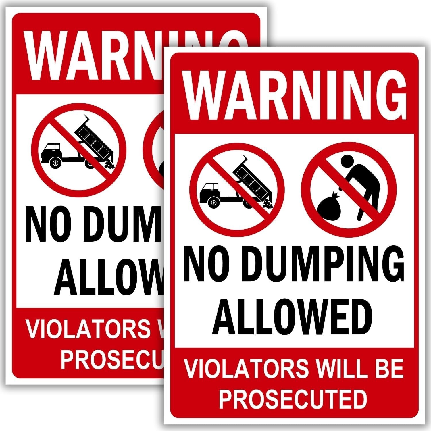 (2 Pack) No Dumping signs – Violators will be Prosecuted Sign, 10 x 7 Inches, 12