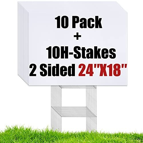 Durable 10 Pack 18×24″ Blank Yard Signs with Stakes – Perfect for Celebrations