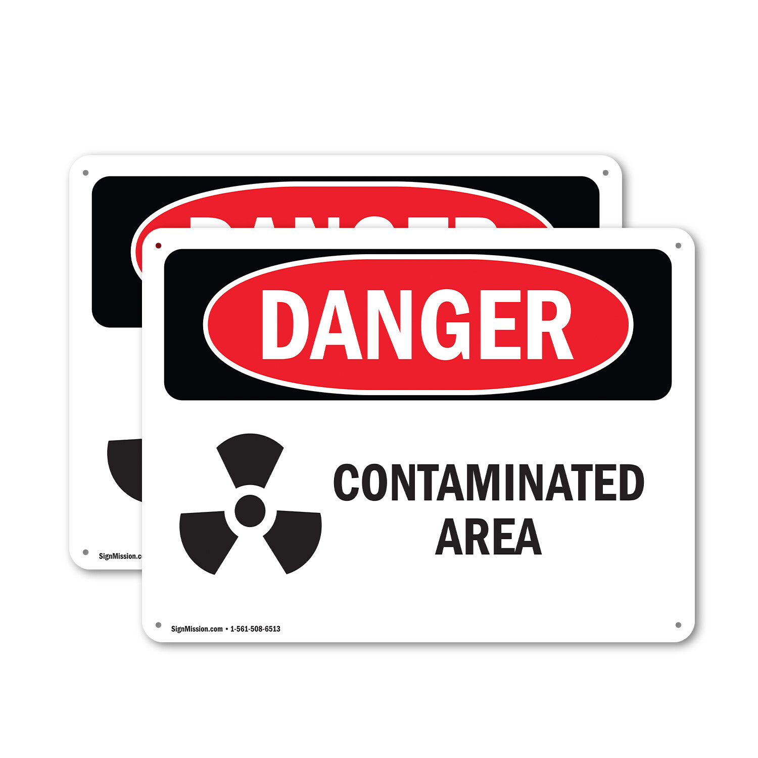 (2 Pack) Contaminated Area OSHA Danger Sign Decal Metal Plastic