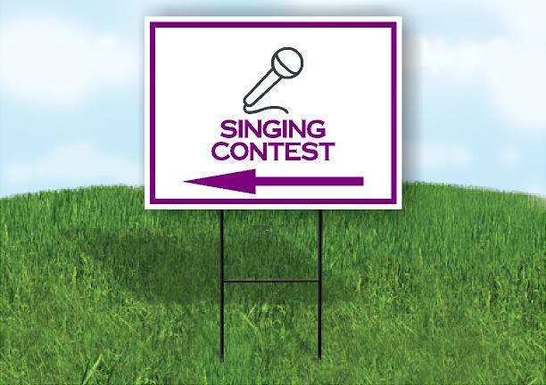 SINGING CONTEST PURPLE ARROW Yard Sign Road with Stand LAWN SIGN Single sided