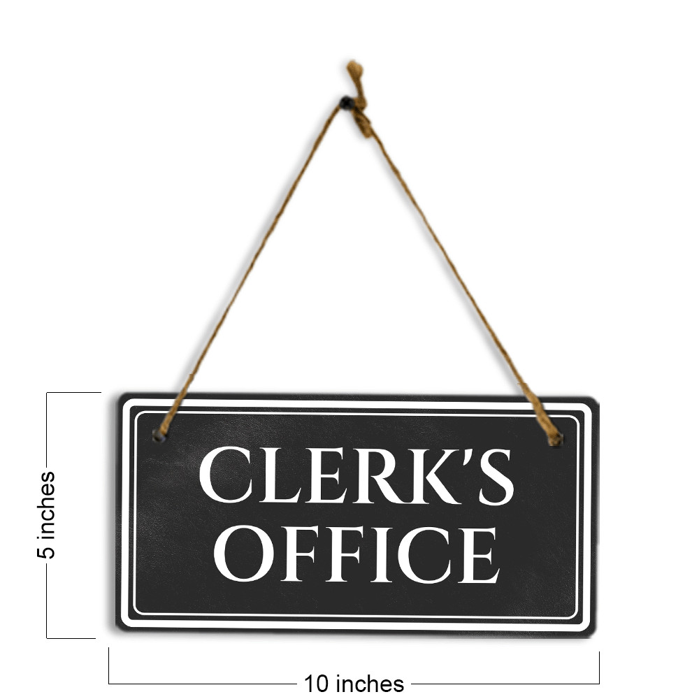 Clerk’s Office 5″ x 10″ Hanging Wall or Door Sign | Legal and Court Signage