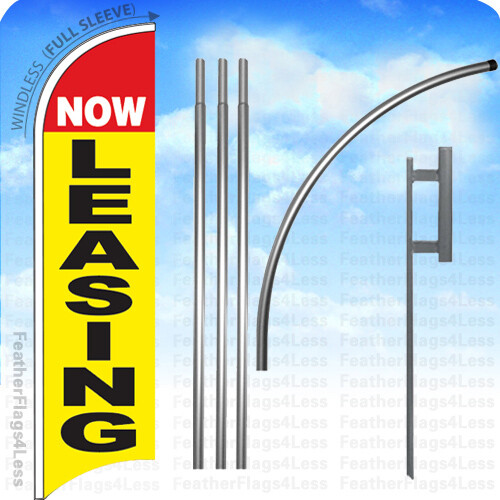 NOW LEASING – Windless Swooper Feather Flag 15′ KIT Banner Sign – yb