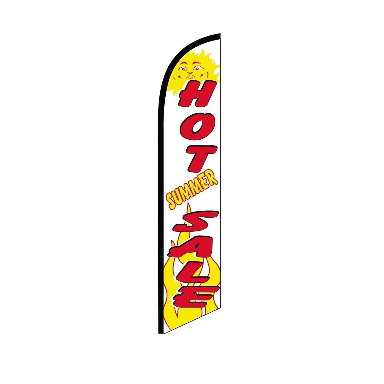 Hot Summer Sale White Swooper Flutter Feather Flag | 3ft W x 11.5ft Tall