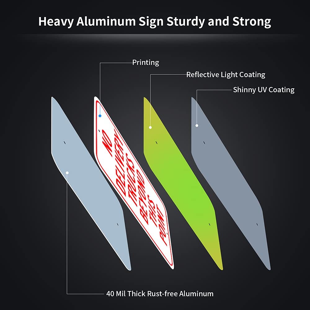 Large No Delivery Trucks Beyond This Point Sign, 18″x 12″ .040 Aluminum Refle…