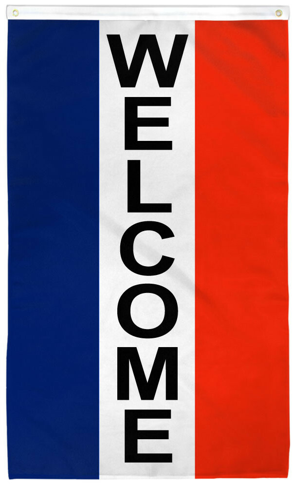 Welcome Flag 3x5ft Red White Blue Welcome Banner Sign Vertical Welcome Flag