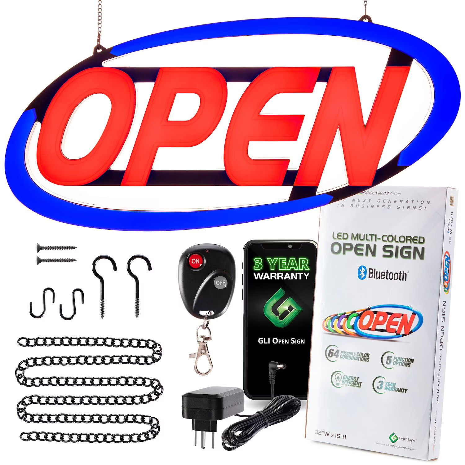 Green Light Innovations LED Spectrum Typhoon Multi-Colored Open – 32″ x 15″