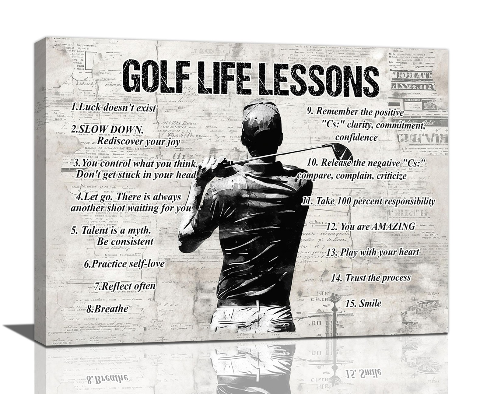 Gyeong Golf Sports Wall Art Golf Life Lessons Wall Decor Golf Sign Retro Post…
