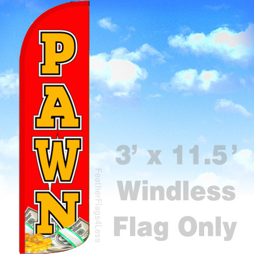 PAWN Windless Swooper Flag Feather Banner Sign 3×11.5 – rq