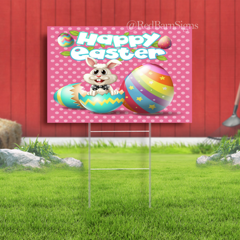 Happy Easter Day Easter Sunday 008 One-Sided Yard Sign with Metal Stakes
