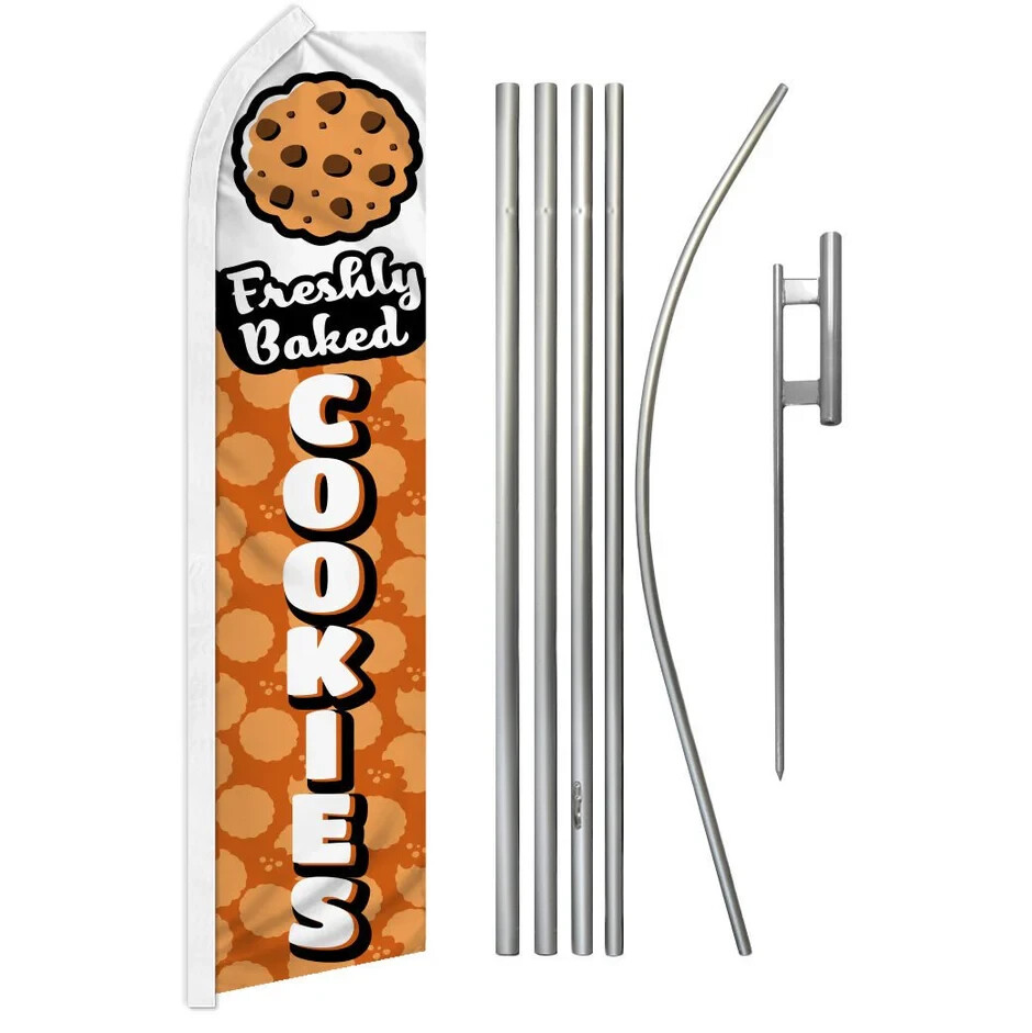 Fresh Baked Cookies Swooper Flutter Feather Advertising Bakery Flag & Pole Kit