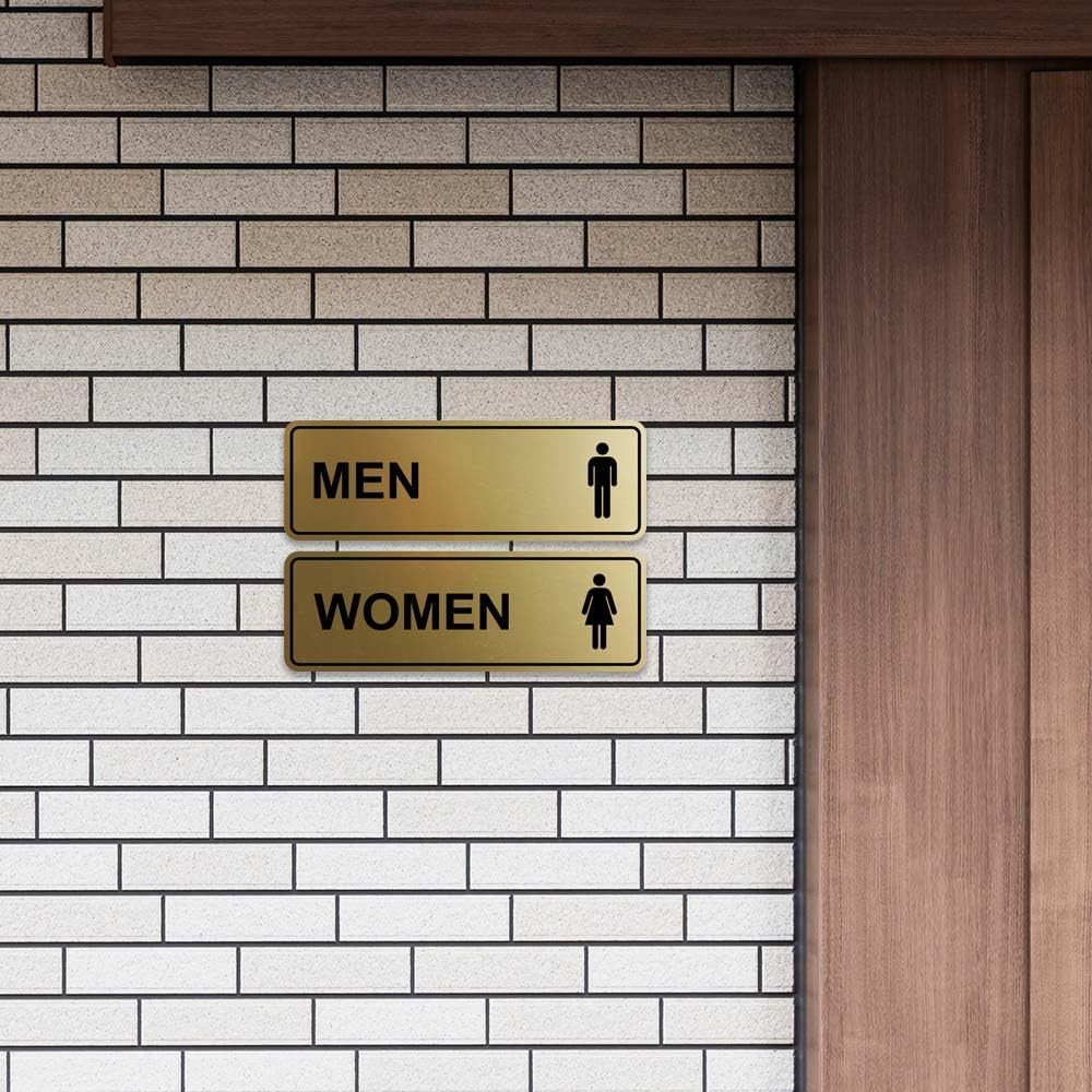 Standard Men Women Restroom Sign – Brushed Gold – Large 1 Set (2 Pcs)