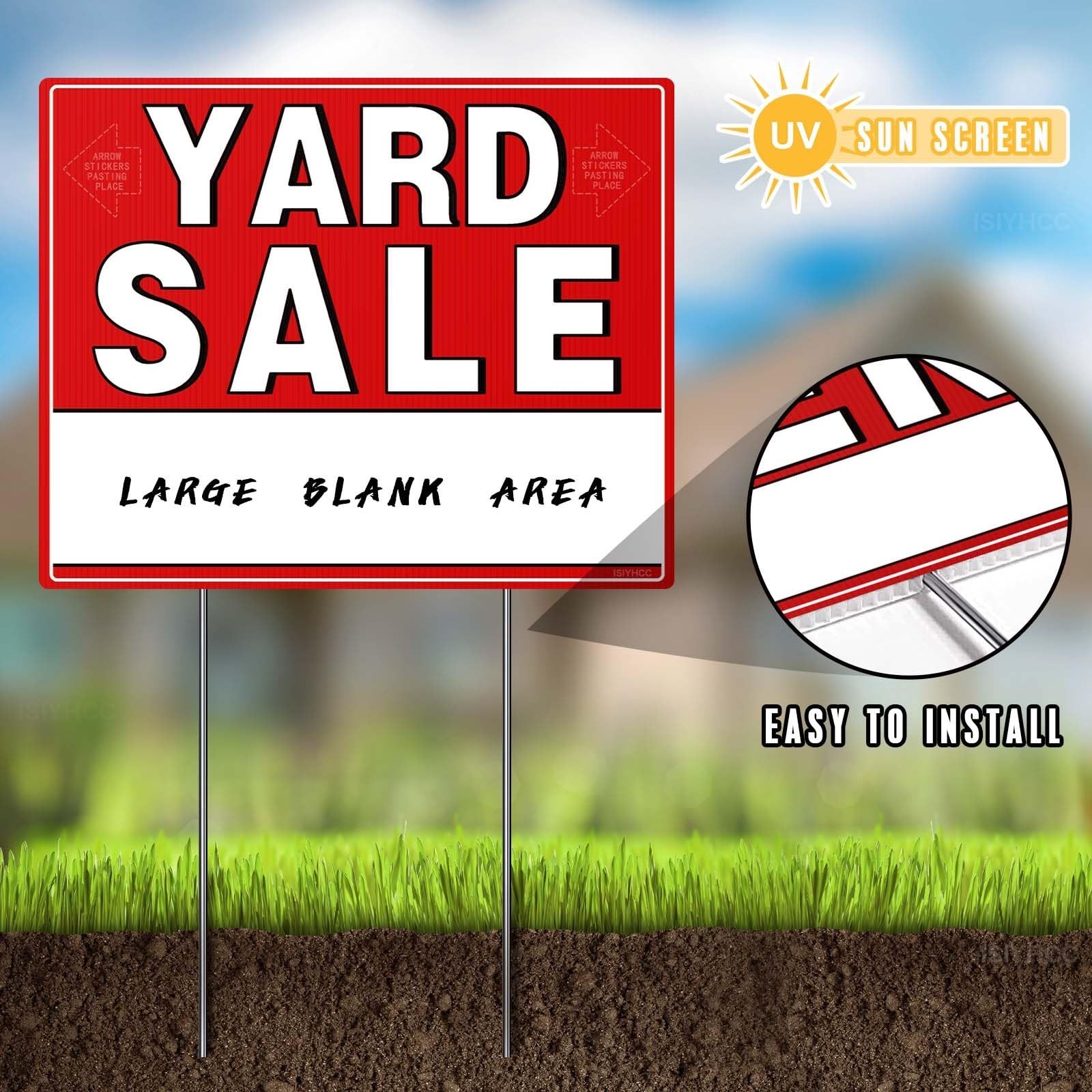 Yard Sale Sign Kit with Stakes & Price Stickers – 8 Pack, Double-Sided, Arrows