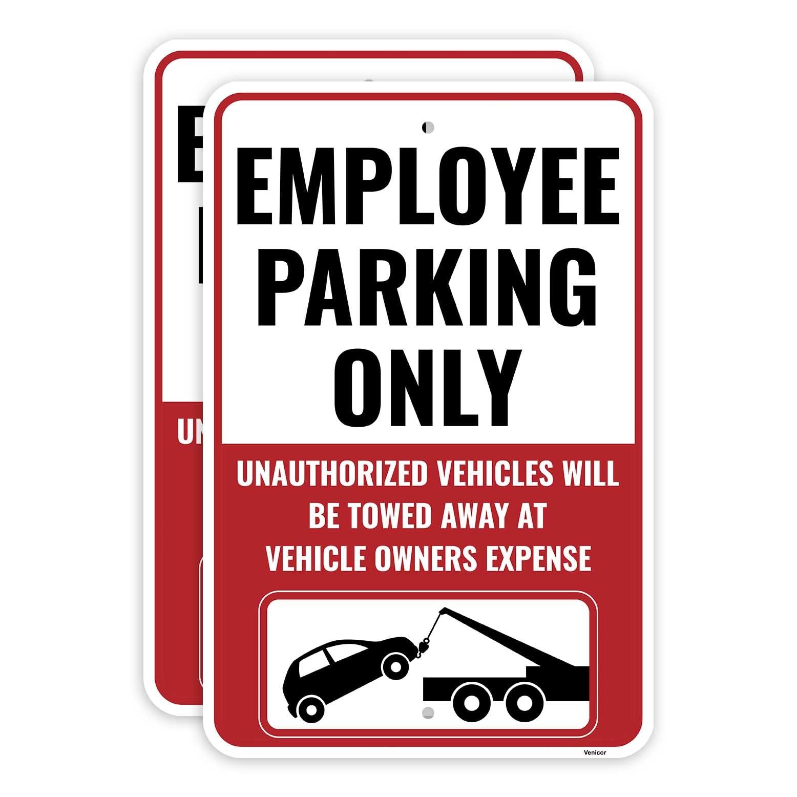 2PC Employee Parking Sign, 18 x 12 Inches – Aluminum – Staff Parking Only Sign