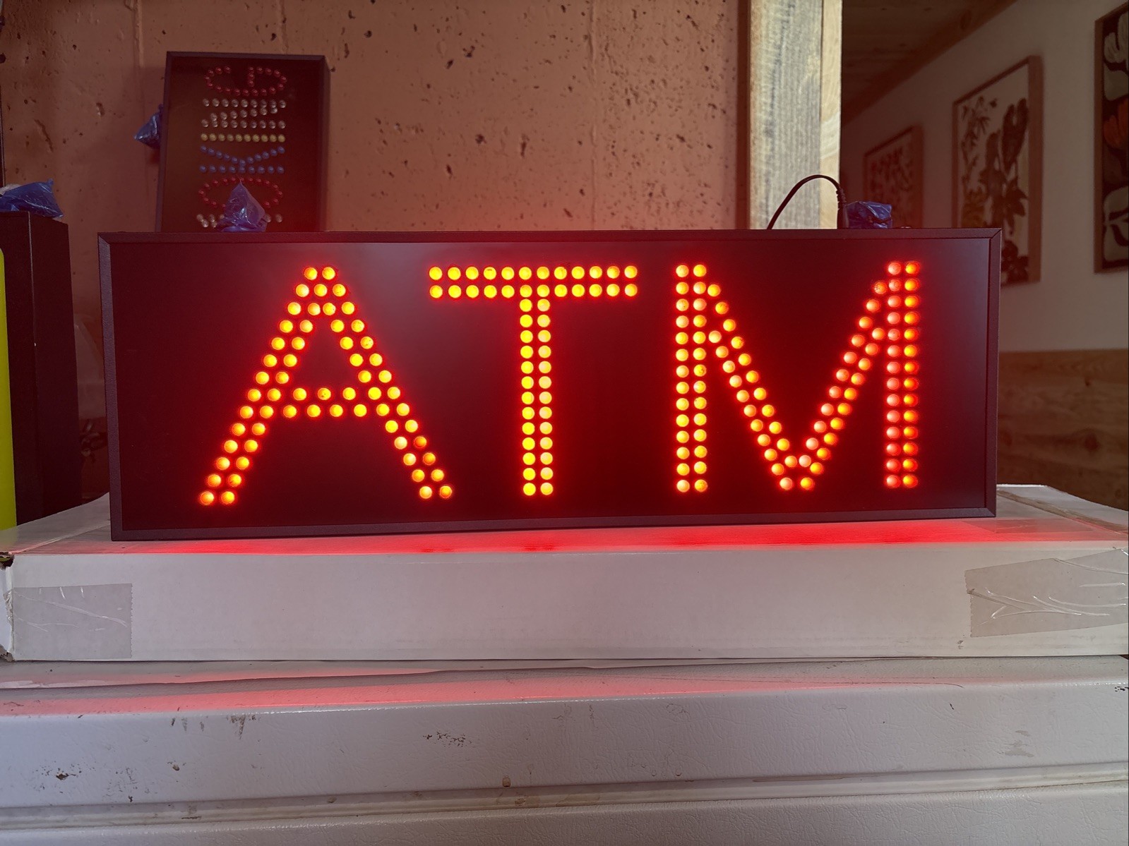 ATM LED Business Sign Bright Neon Red Money Machine Cash Dispenser Bank Open