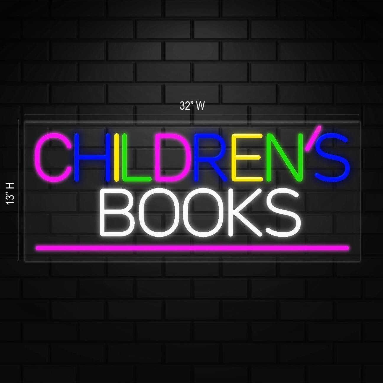 Children’s Books Sign for Retail Displays | LED Flex Neon | 32″W x 13″H x 1″D