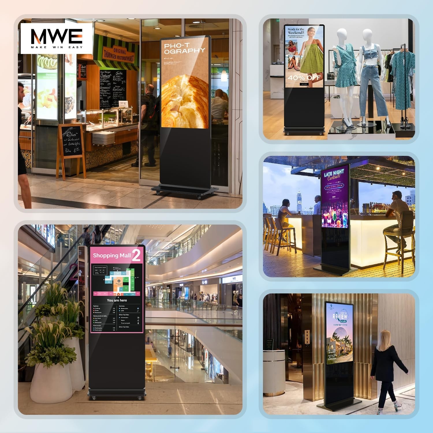 Indoor Floor Standing Digital Signage Advertising Display Kiosk LCD Screen
