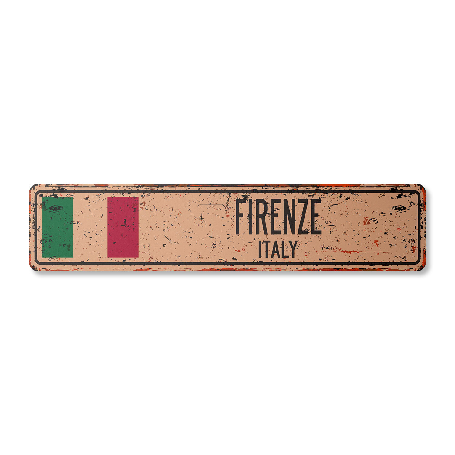 FIRENZE ITALY Vintage Street Sign Italian flag city country road wall rustic