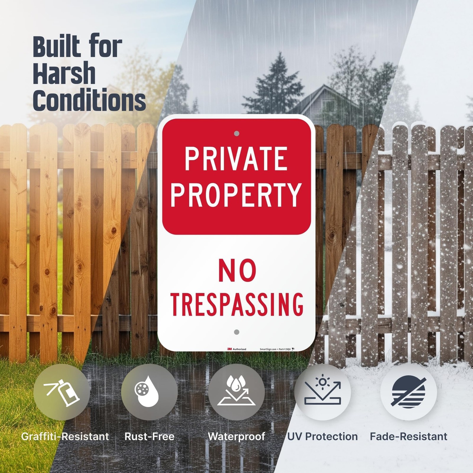 No Trespassing Sign Private Property 12×18 Red White 2 Pack Aluminum Composite