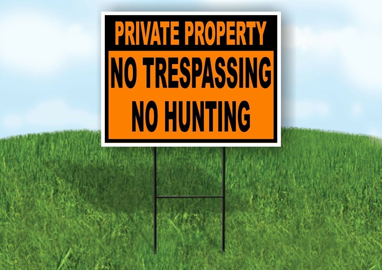 PRIVATE PROPERTY NO TRESPASSING HUNTING ORANGE Yard Sign w Stand LAWN SIGN