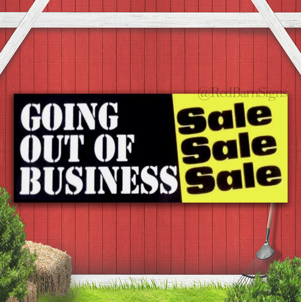 POPULAR GOING OUT OF BUSINESS SALE STORE WINDOW AND WALL Banner