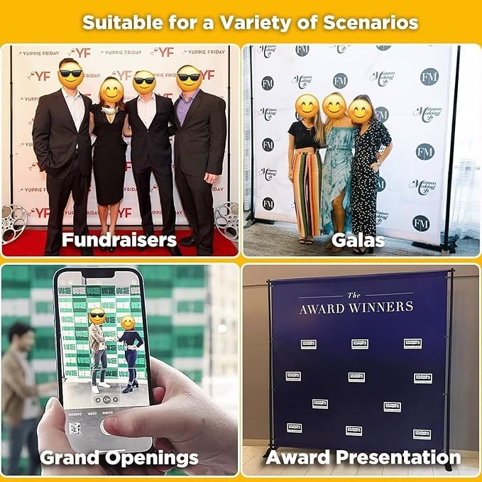 Custom Backdrop with Stand | Made in USA | Non-Glare Fabric | Heavy-Duty Alumi