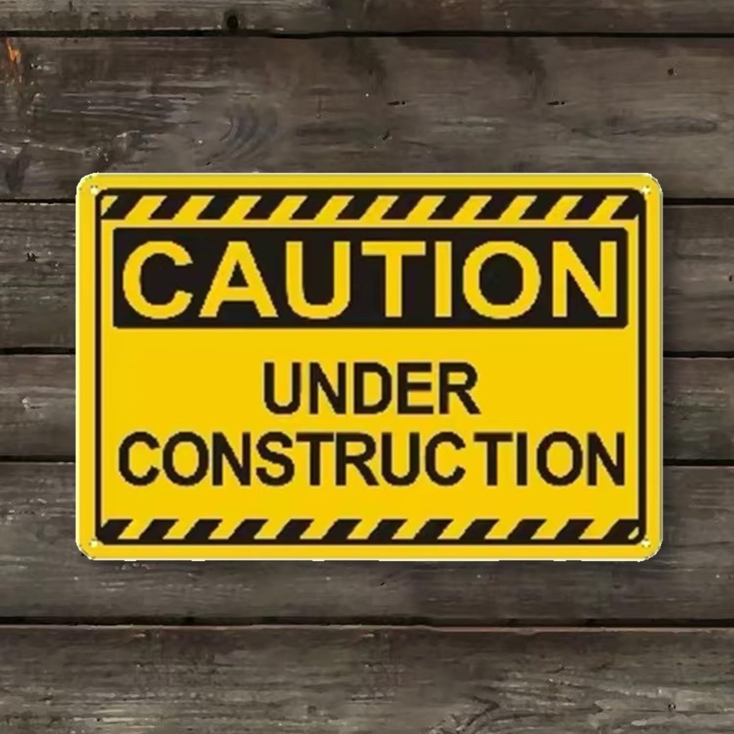 2 PCS Under Construction Sign 12×8 Inch Caution Area Metal Warning Sign