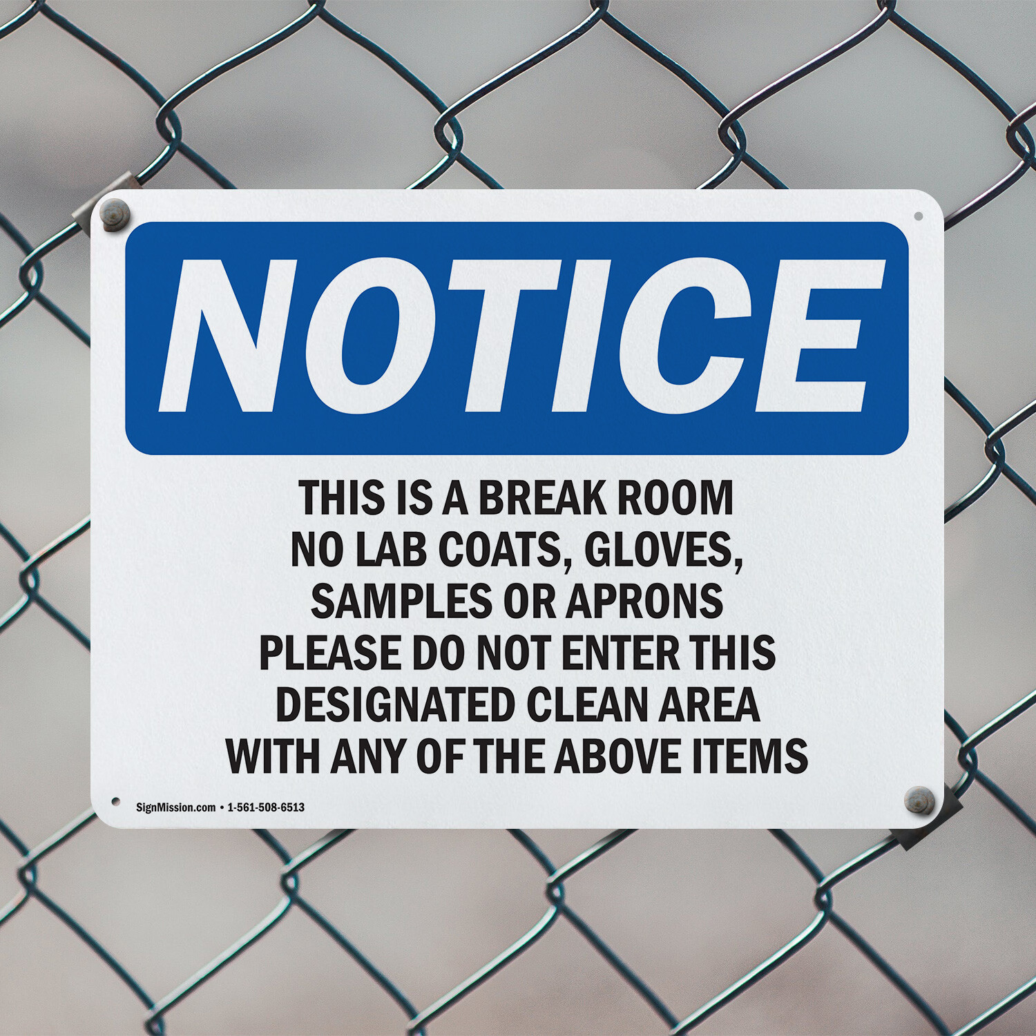 (2 Pack) This Is A Break Room No Lab Coats Gloves OSHA Notice Sign Decal Metal