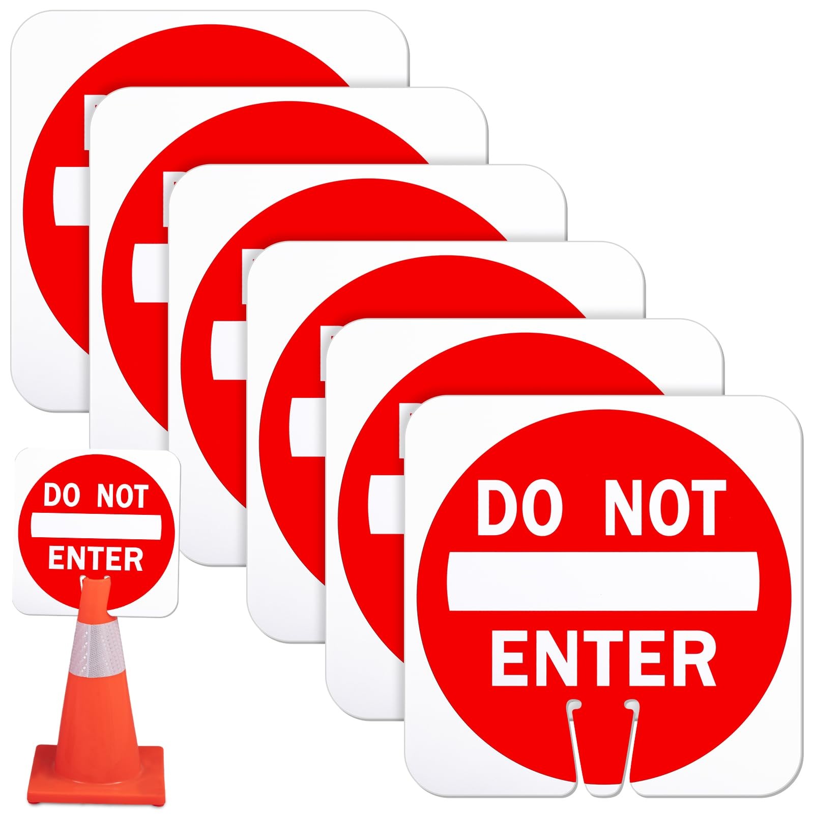 Geetery 6 Pcs Do Not Enter Cone Traffic Sign 12 x 12 Inches Warning Sign Red …