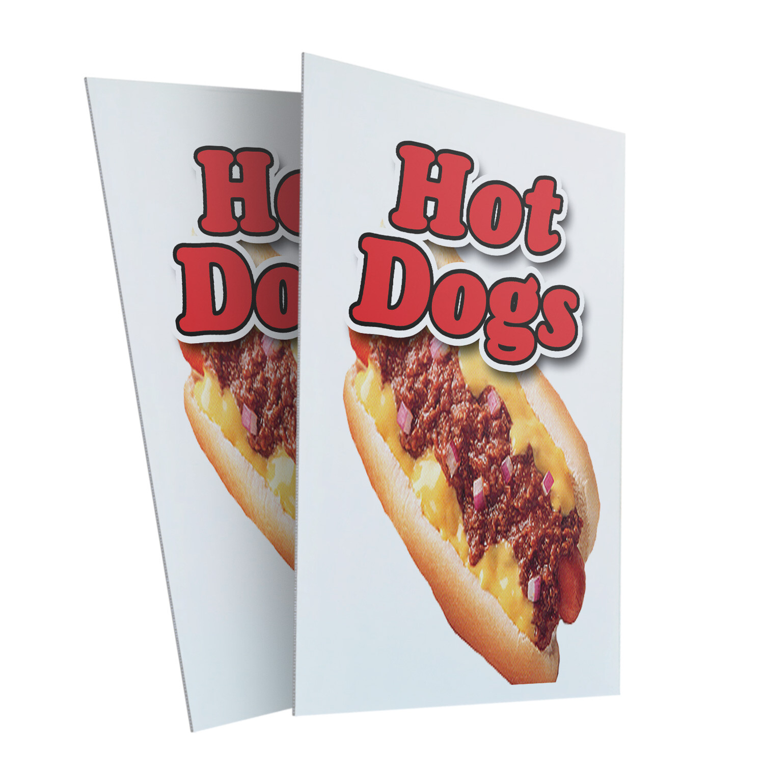 Hot Dogs 24″ x 36″ 2 Pack Of Store Sign Plastic Or Decal