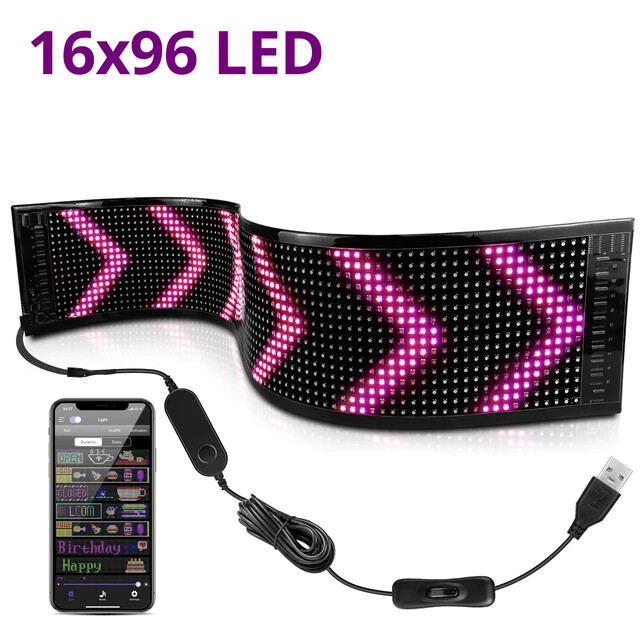 Scrolling Advertising LED Sign USB – Bluetooth Light Custom Text Pattern