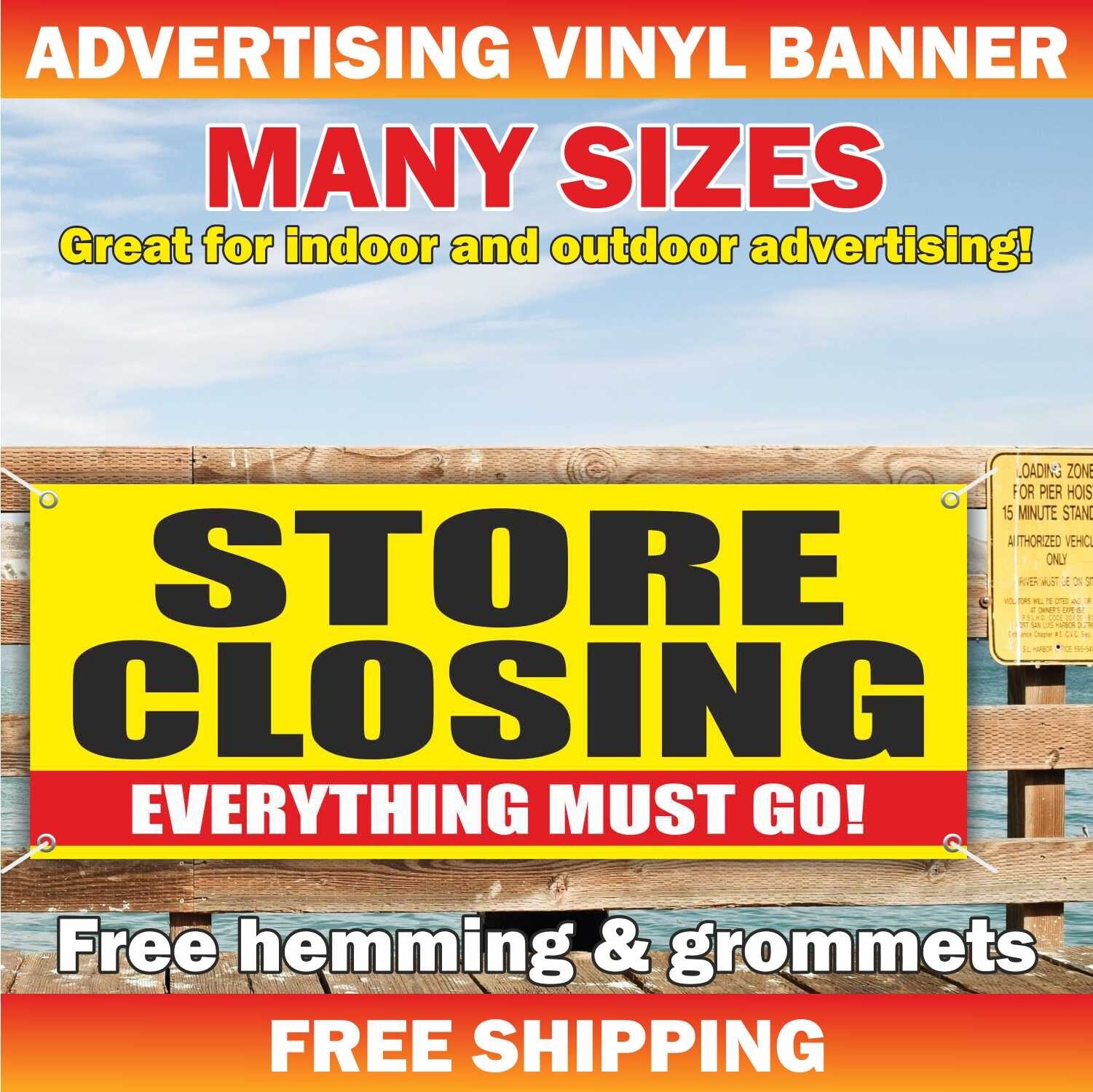 STORE CLOSING EVERYTHING MUST GO Advertising Banner Vinyl Sign Sale Discount