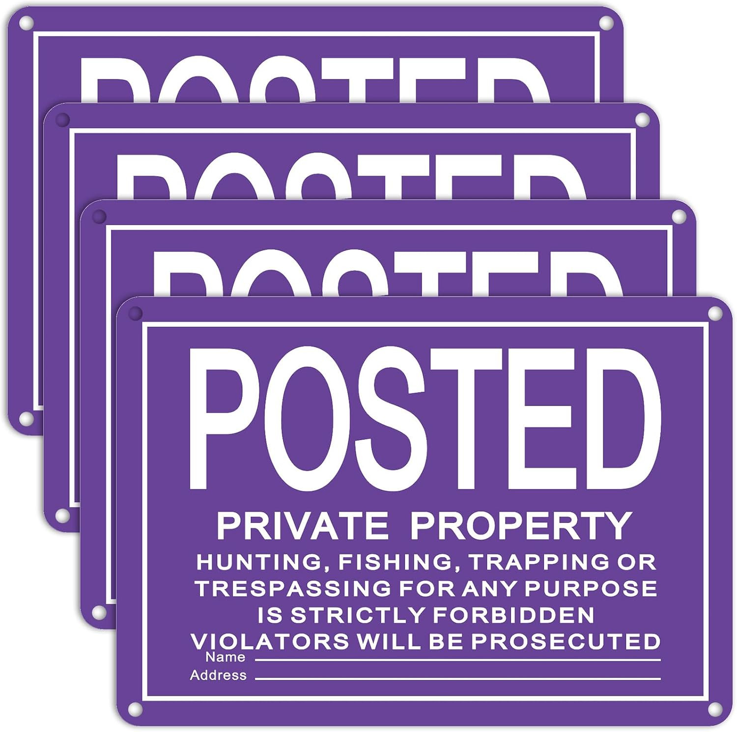 4 Pcs No Trespassing Signs 10×7″ Private Property Reflective Aluminum Posted Met