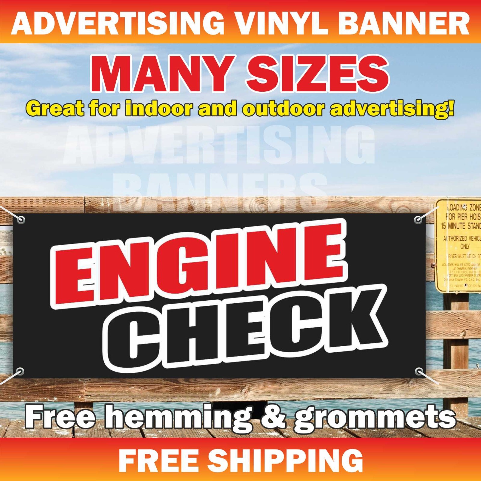 ENGINE CHECK Advertising Banner Vinyl Mesh Sign diagnostics service repair car