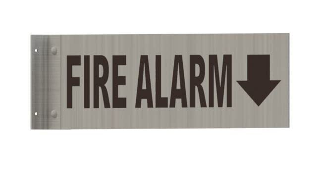 FIRE Alarm Arrow Down Sign -Two-Sided/Double Sided Projecting-REF24-1027