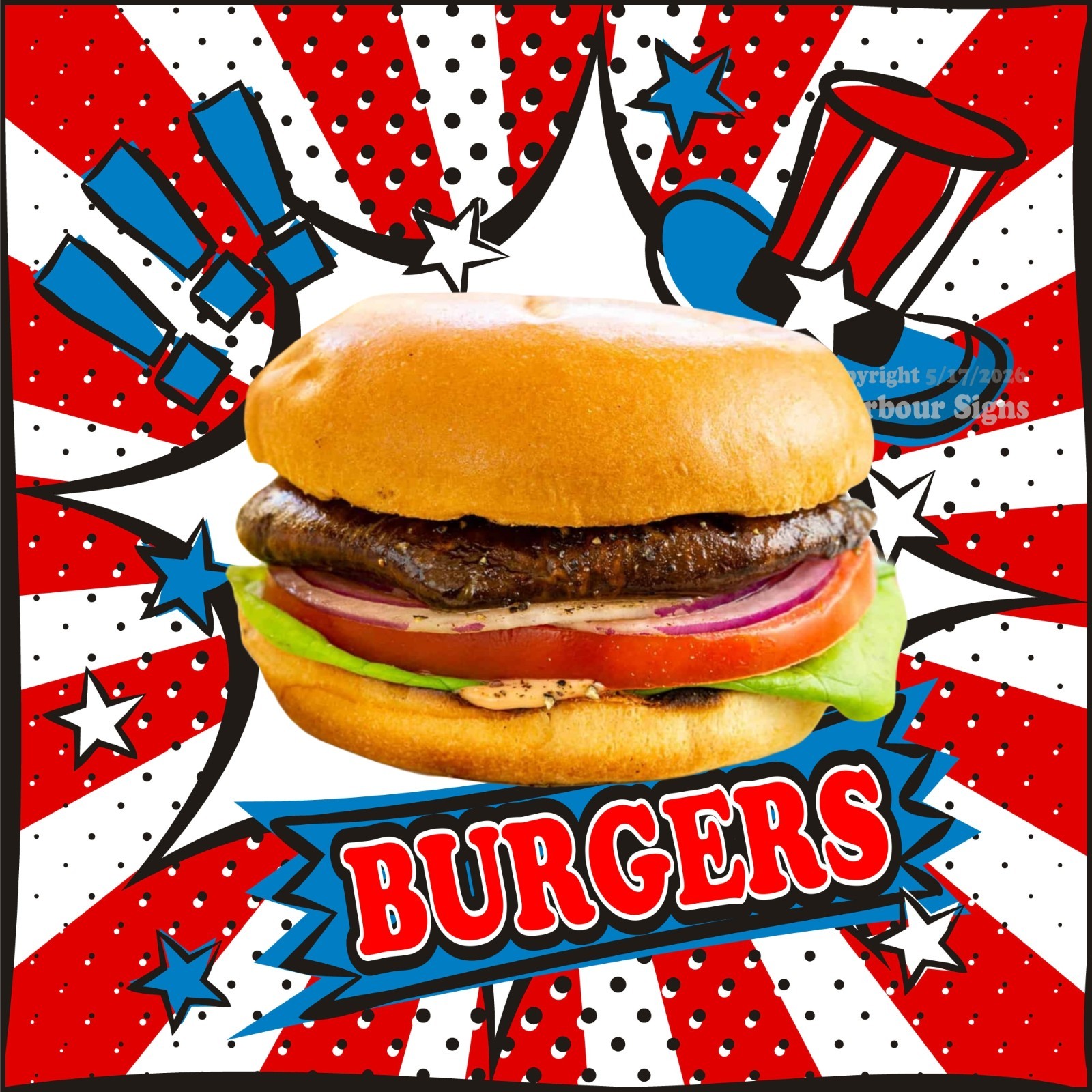 Burgers DECAL (Choose Your Size) Concession Food Truck Vinyl Sticker rwb